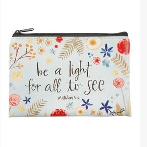 Brownlow- "be a light for all to see" Matthew 5:16 white floral coin purse